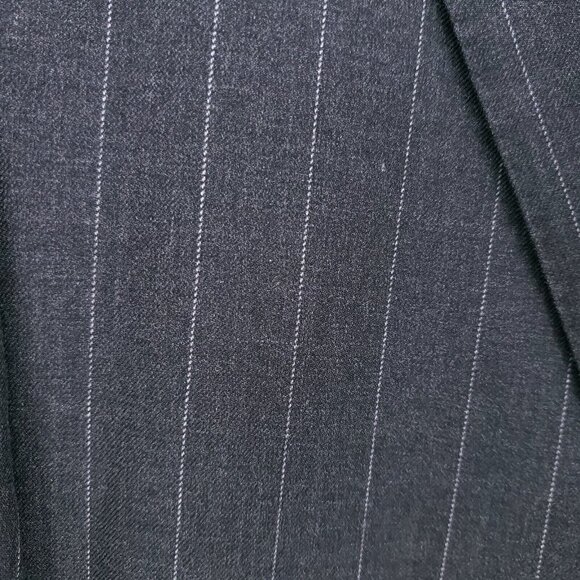 LORO PIANA Hickey Freeman Gray Pinstripe Suit Jacket Blazer Estimated 44 XL - Picture 6 of 11